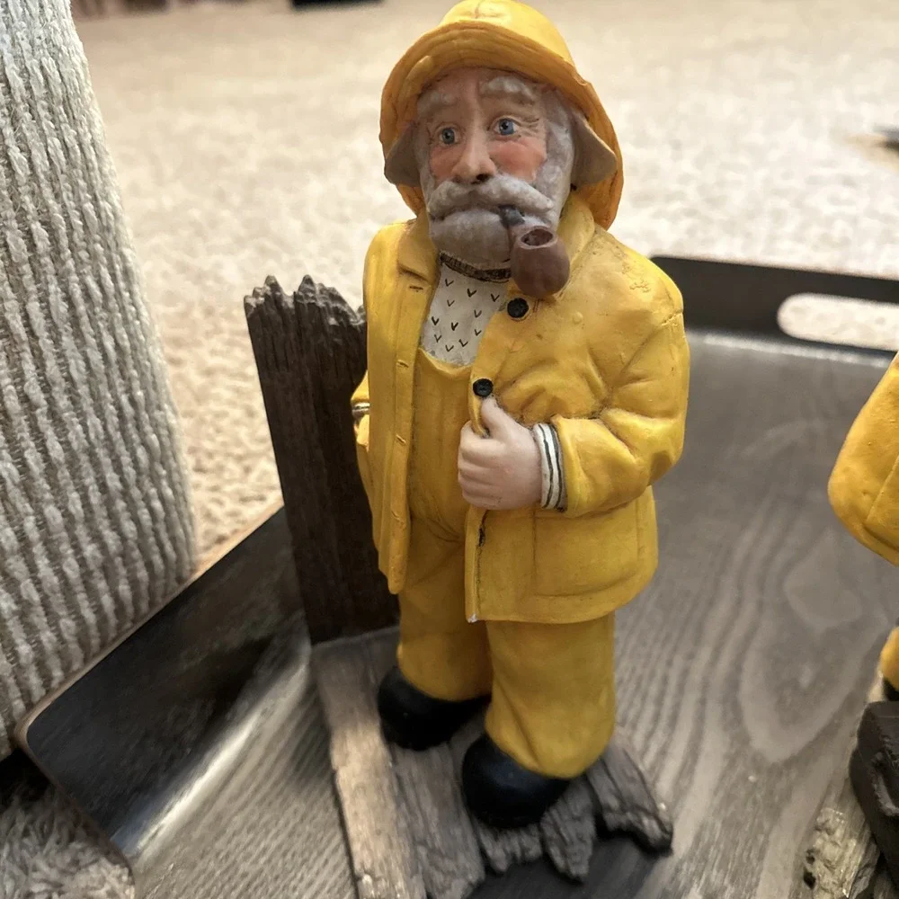 Vintage Candy Design Norway Fisherman Coat Figurine Bookends Set Of 2